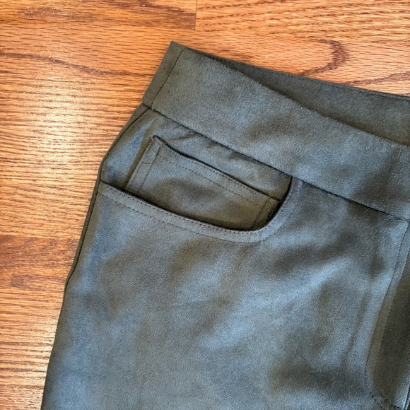 Nanette Lepore Kick‎ Crop Suede Pants 90s Olive preppy Large - Picture 4 of 6
